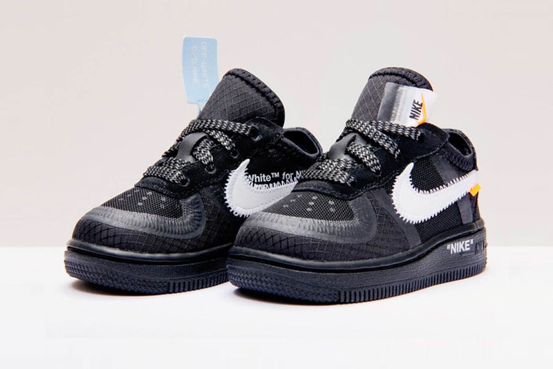 Nike Off White Air Force 1 af1 Black Cone Volt Release december 19 2018 price black neon yellow Virgil Abloh AO4606-001 AO4606-700 Kids Toddler GS CS