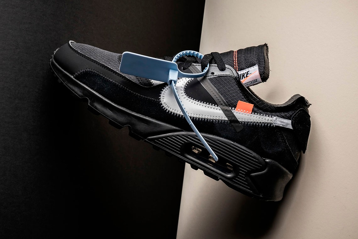 Off-White™ x Nike Air Max 90 Black Rumored Release January swoosh virgil abloh hangtag