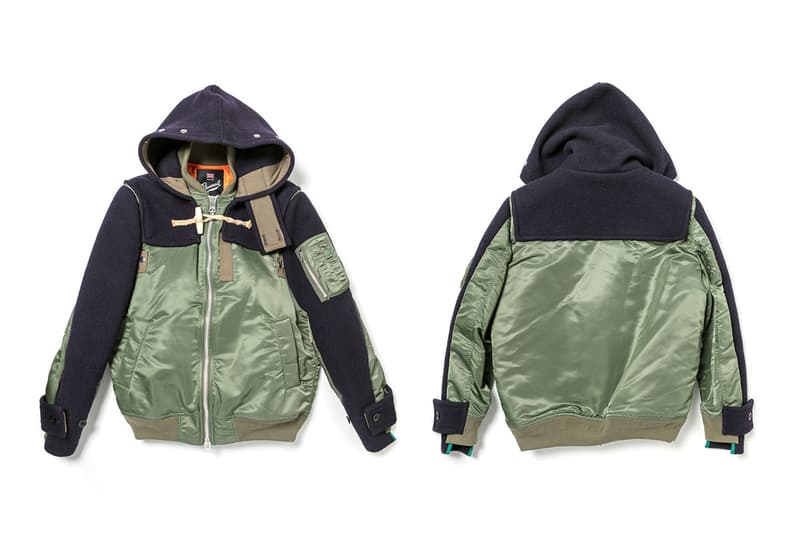 sacai Gloverall Outerwear Capsule Release hybrid Duffle military MA-1 Jacket Fall Winter 2018