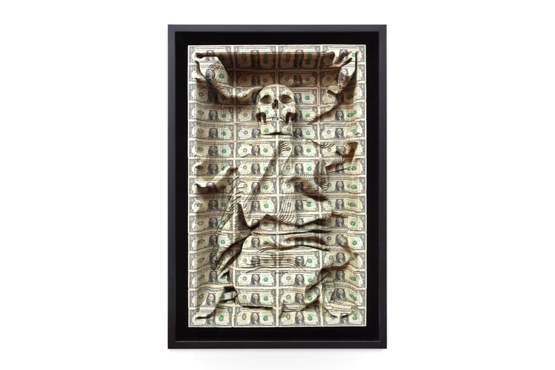 scott campbell all the freedoms we have over the influence hong kong exhibition dollar bill cut sculptures