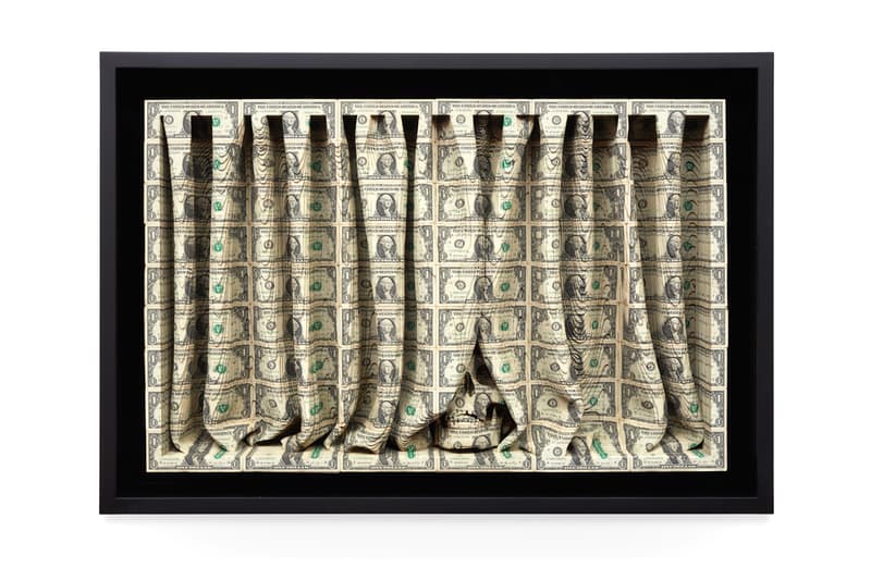 scott campbell all the freedoms we have over the influence hong kong exhibition dollar bill cut sculptures