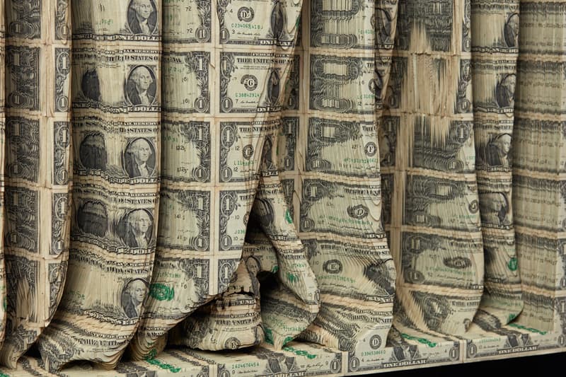 scott campbell all the freedoms we have over the influence hong kong exhibition dollar bill cut sculptures