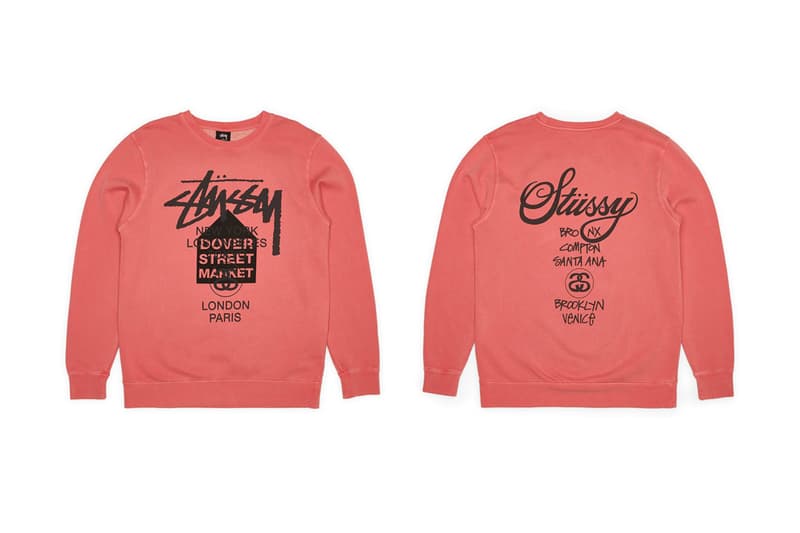 Stüssy's Dover Street Market World Tour Pack t-shirts tees crewnecks hoodies black white cream greay