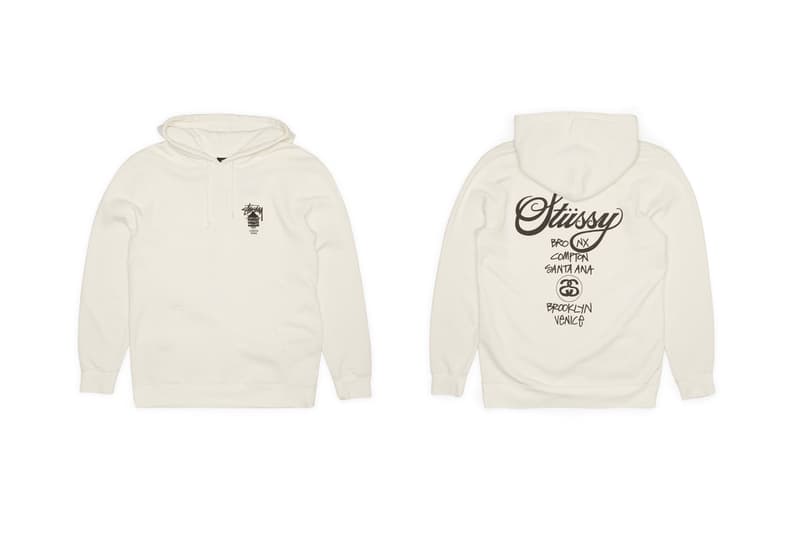 Stüssy's Dover Street Market World Tour Pack t-shirts tees crewnecks hoodies black white cream greay