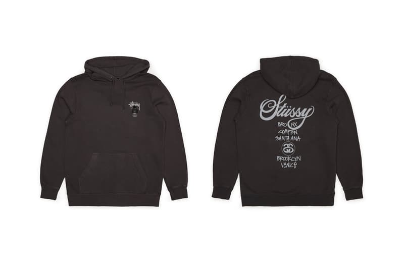 Stüssy's Dover Street Market World Tour Pack t-shirts tees crewnecks hoodies black white cream greay