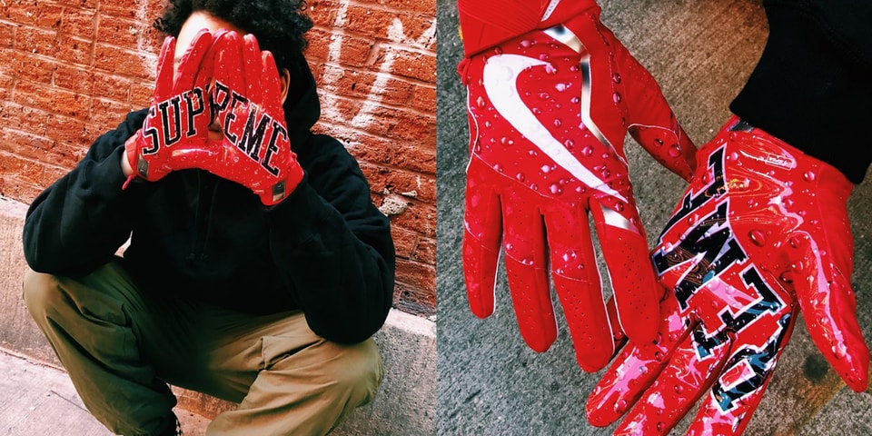 Supreme X Nike Vapor Jet 4 0 Football Gloves Hypebeast