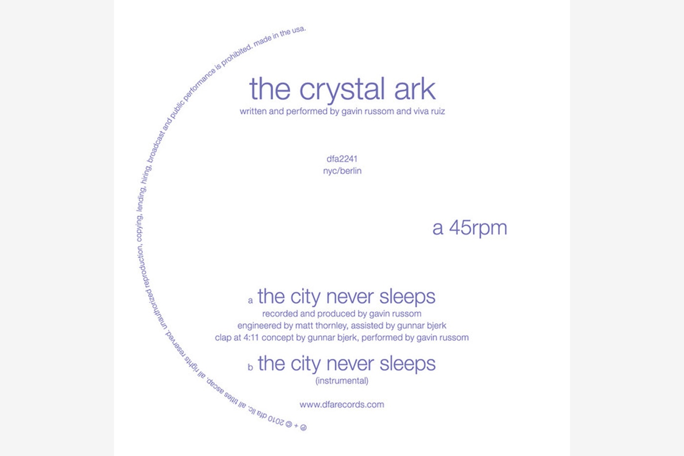 The Crystal Ark - The City Never Sleeps