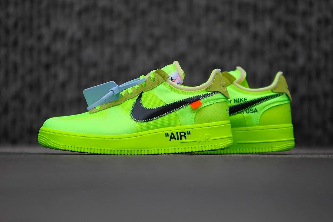 Nike Off White Air Force 1 af1 Black Cone Volt Release december 19 2018 price black neon yellow Virgil Abloh AO4606-001 AO4606-700