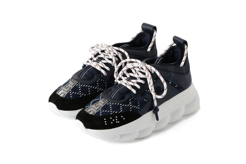 Versace UNITED ARROWS & SONS Chain Reaction sashiko sneaker runner december 2018 release date info exclusive poggy salehe bembury navy white colorway japan