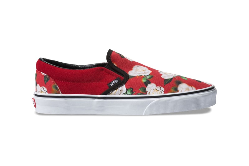 vans romantic floral old skool slip on era 2018 december 2019 fall winter fw18 buy details info price pricing cost black red blue roses shoes sneakers skate