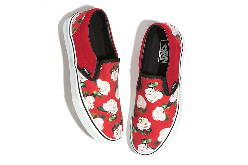 vans romantic floral old skool slip on era 2018 december 2019 fall winter fw18 buy details info price pricing cost black red blue roses shoes sneakers skate