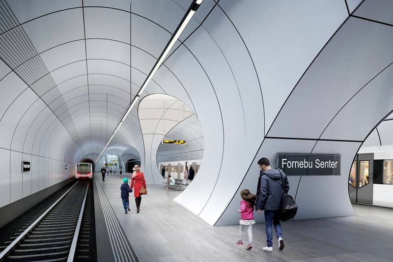 Zaha Hadid Architects Oslo Metro Stations Design a_lab architecture norway Fornebu Senter Fornbuporten stations renderings