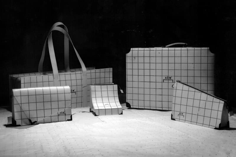 A-COLD-WALL* Leather Luggage Preview Samuel Ross Black White Grid Sizes architecture architects Adolfo Natalini Cristiano Toraldo Di Francia.