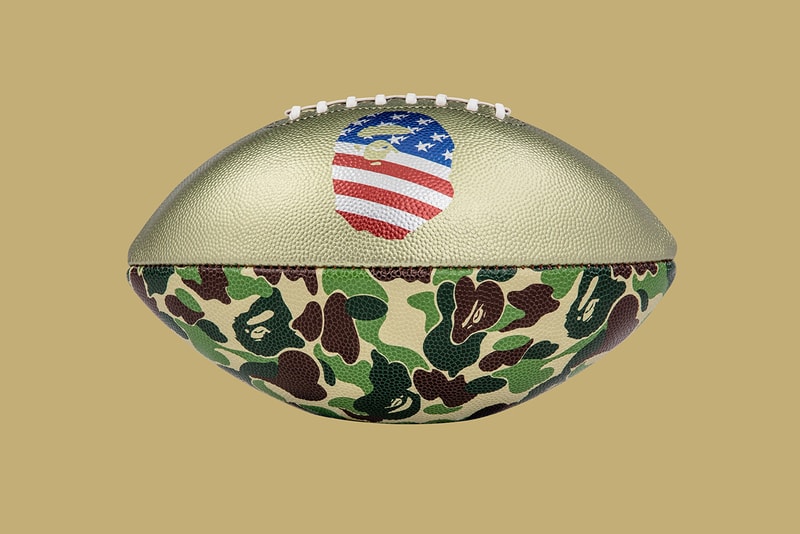 bape adidas a bathing ape football footwear sports fashion equipment 2019 february super bowl 53 liii clothing apparel hoodie jersey gloves helmet ball compress tights sleeve sleeves leg arm elbow black green brown camo camouflage shark