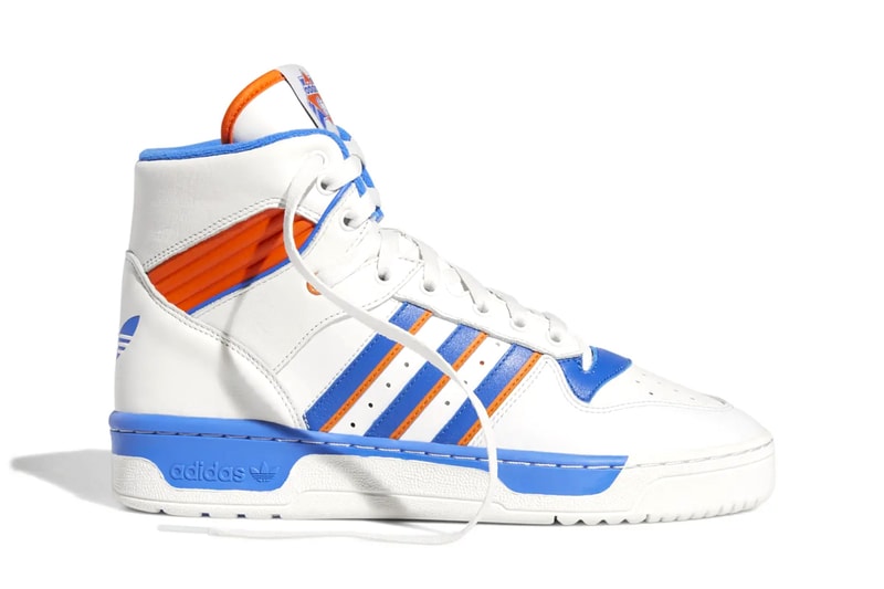 adidas Originals Reissues Vintage Rivalry Hi release date prices images info patrick ewing white blue orange new york knicks black footwear sneakers