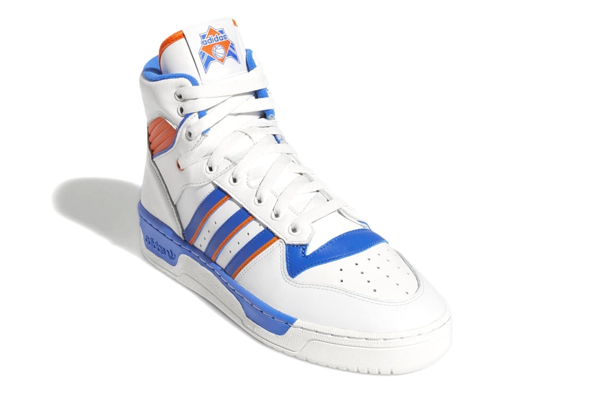 adidas Originals Reissues Vintage Rivalry Hi release date prices images info patrick ewing white blue orange new york knicks black footwear sneakers