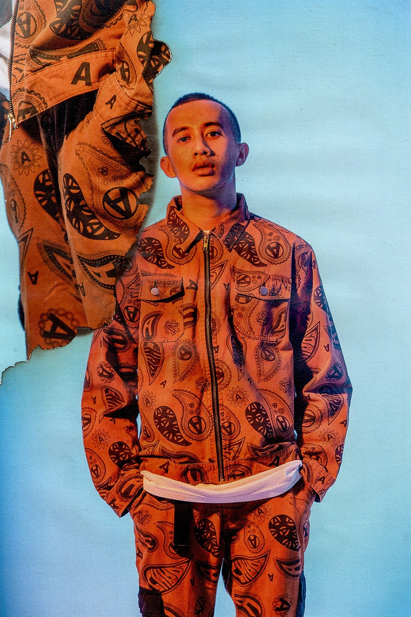 AGAINST LAB.'s SS19 'UNPROMISED' Collection Channels Misfortune and Mishap spring/summer 2019 menswear streetwear paisley tracksuit graphic tee