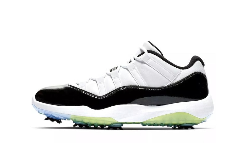 Nike Air Jordan 11 Concord Golf Low Patent Leather Michael Jordan Cleats shoes sneakers release date info details february 15 2019 black white