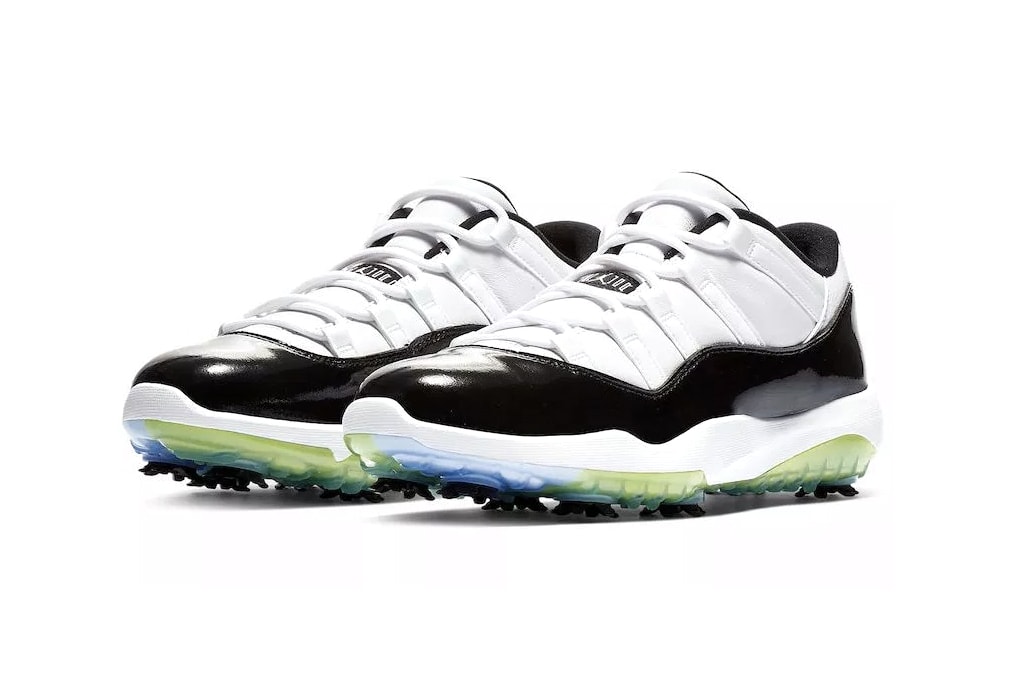 Nike Air Jordan 11 Concord Golf Low Patent Leather Michael Jordan Cleats shoes sneakers release date info details february 15 2019 black white