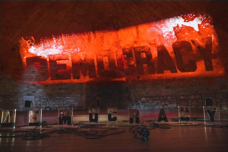 andrei molodkin bps22 black horizon exhibition artworks sculptures text installations
