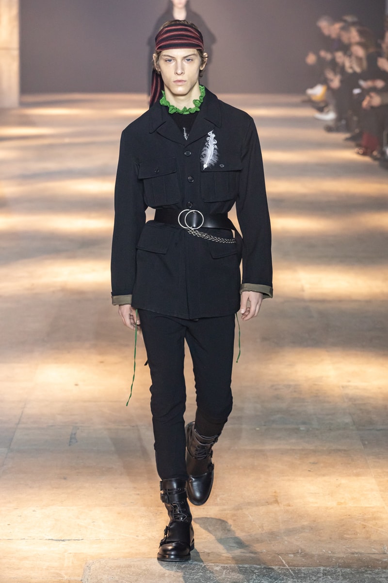 Ann Demeulemeester Fall Winter 2019 Collection FW19 runway paris clothes black green blue pants outerwear jackets coats headgear headbands accessorie