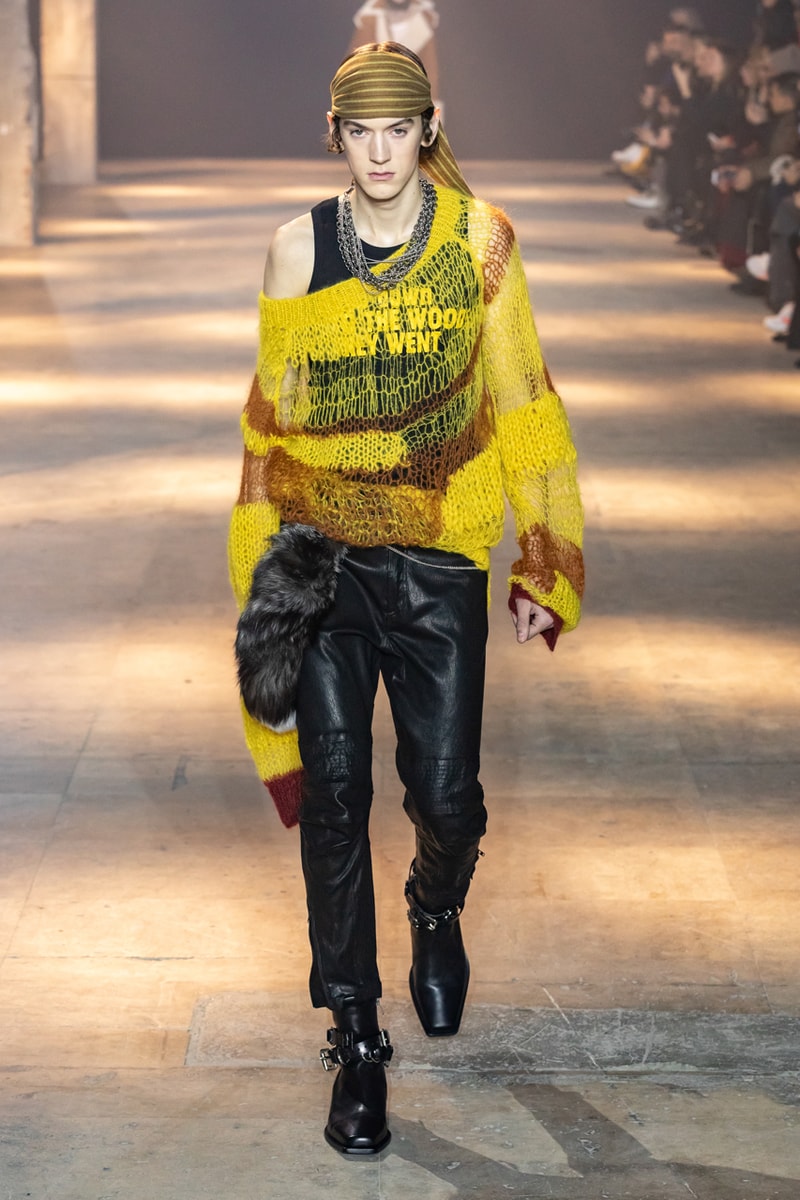 Ann Demeulemeester Fall Winter 2019 Collection FW19 runway paris clothes black green blue pants outerwear jackets coats headgear headbands accessorie