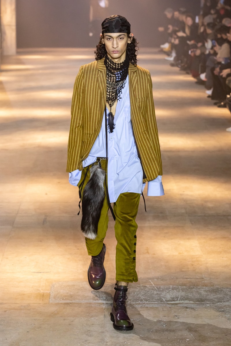 Ann Demeulemeester Fall Winter 2019 Collection FW19 runway paris clothes black green blue pants outerwear jackets coats headgear headbands accessorie
