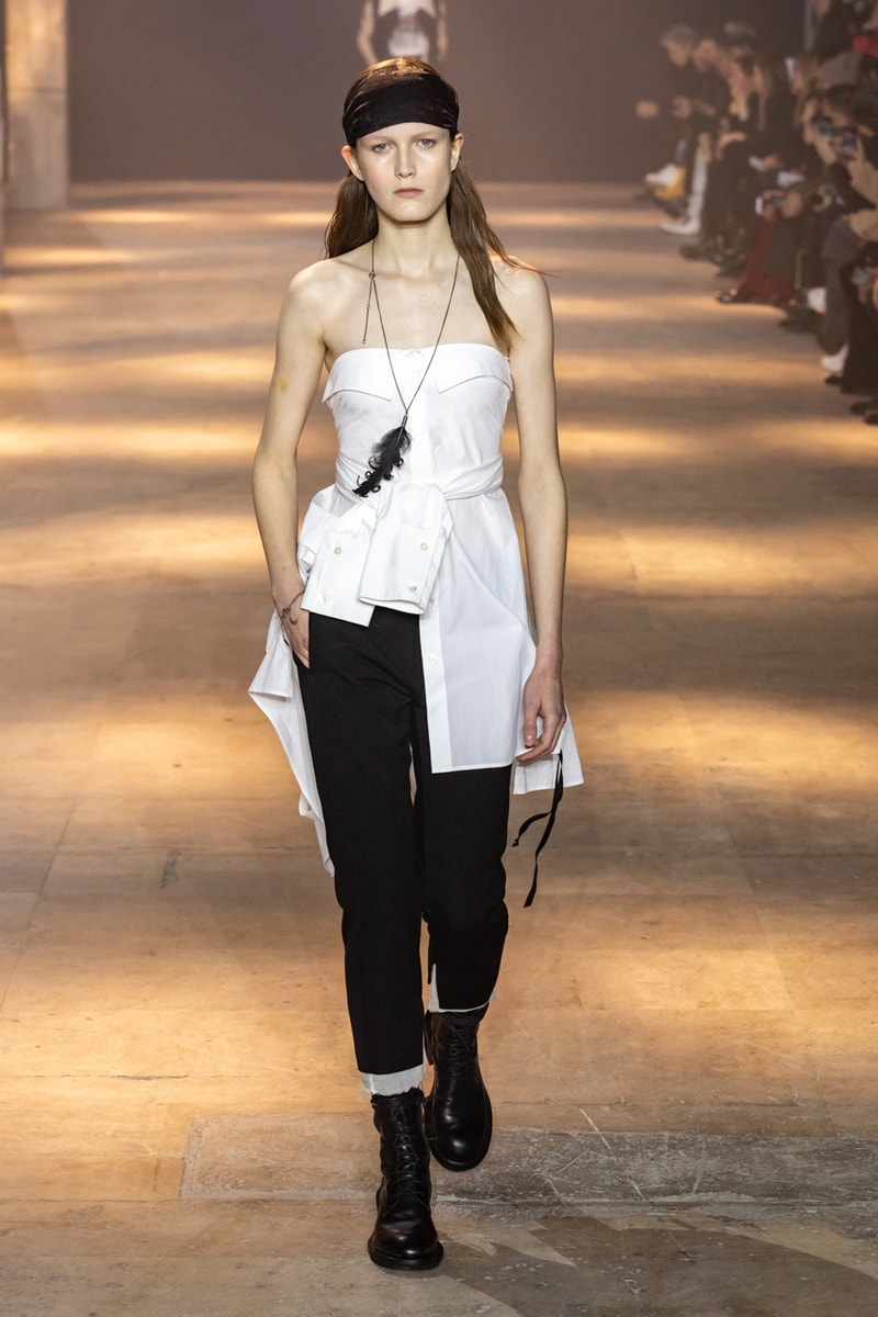 Ann Demeulemeester Fall Winter 2019 Collection FW19 runway paris clothes black green blue pants outerwear jackets coats headgear headbands accessorie