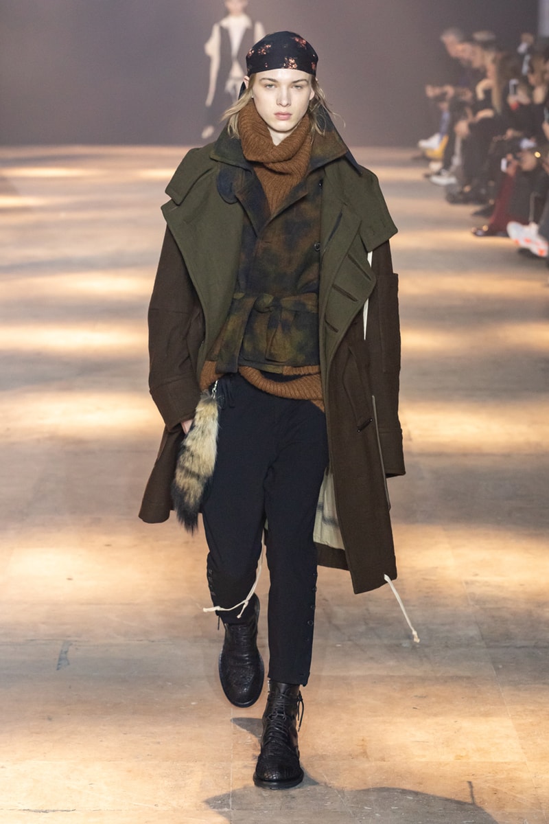 Ann Demeulemeester Fall Winter 2019 Collection FW19 runway paris clothes black green blue pants outerwear jackets coats headgear headbands accessorie