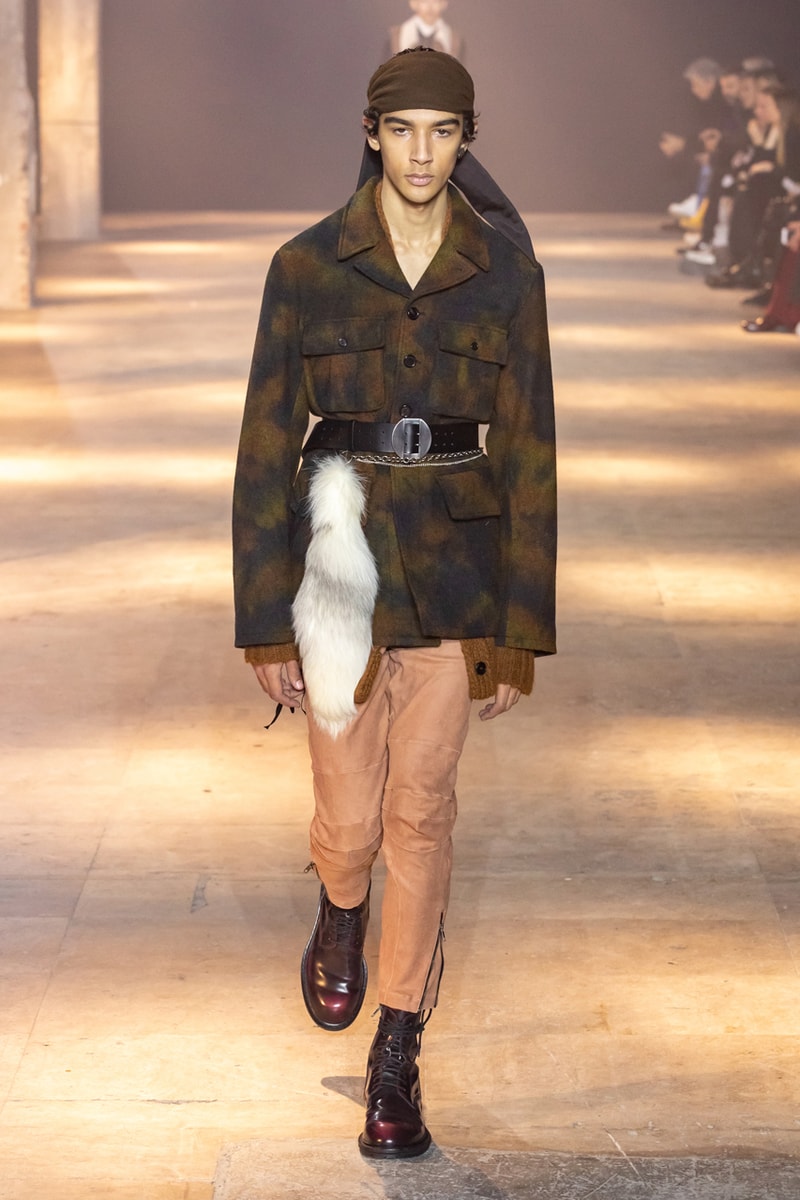 Ann Demeulemeester Fall Winter 2019 Collection FW19 runway paris clothes black green blue pants outerwear jackets coats headgear headbands accessorie
