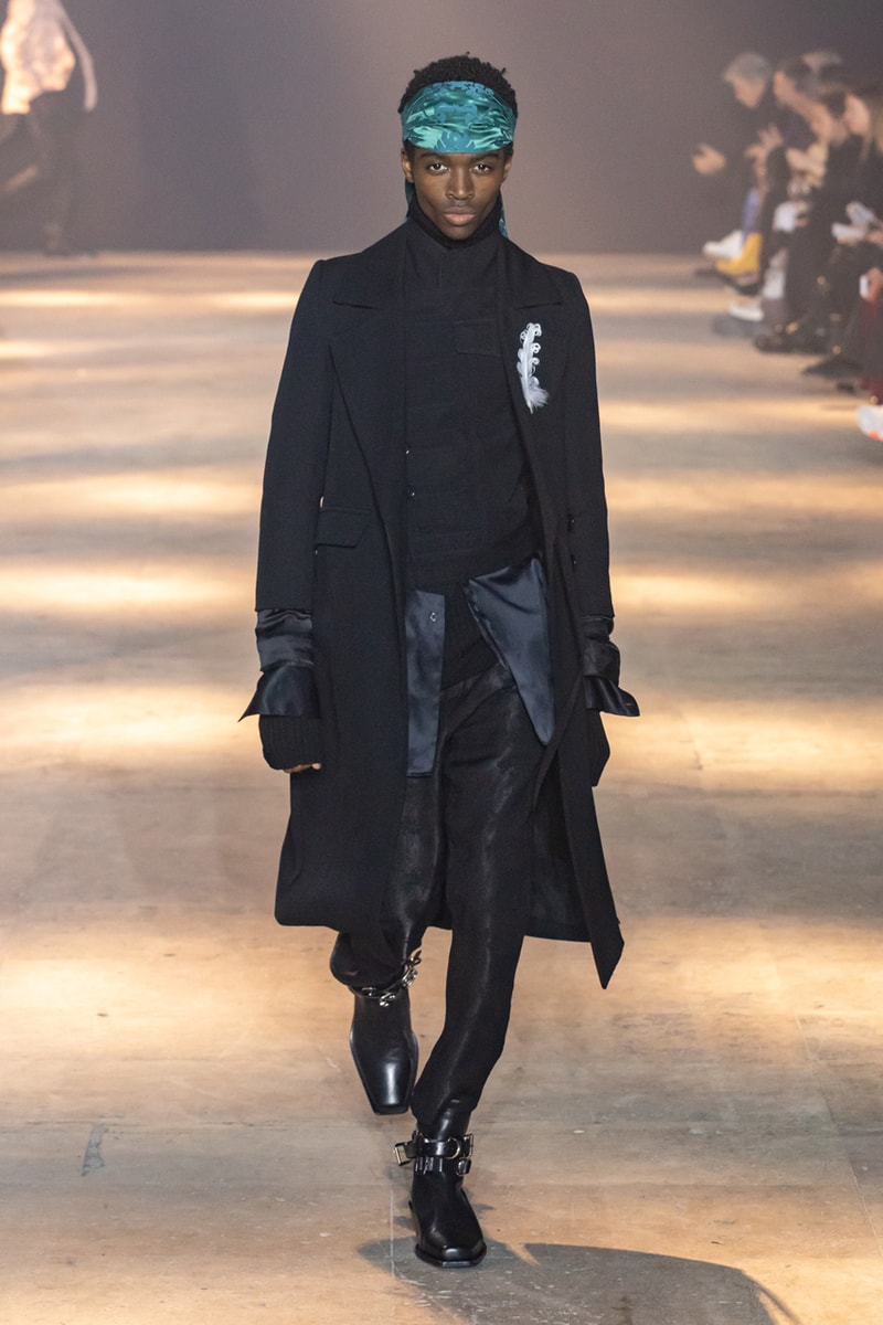 Ann Demeulemeester Fall Winter 2019 Collection FW19 runway paris clothes black green blue pants outerwear jackets coats headgear headbands accessorie