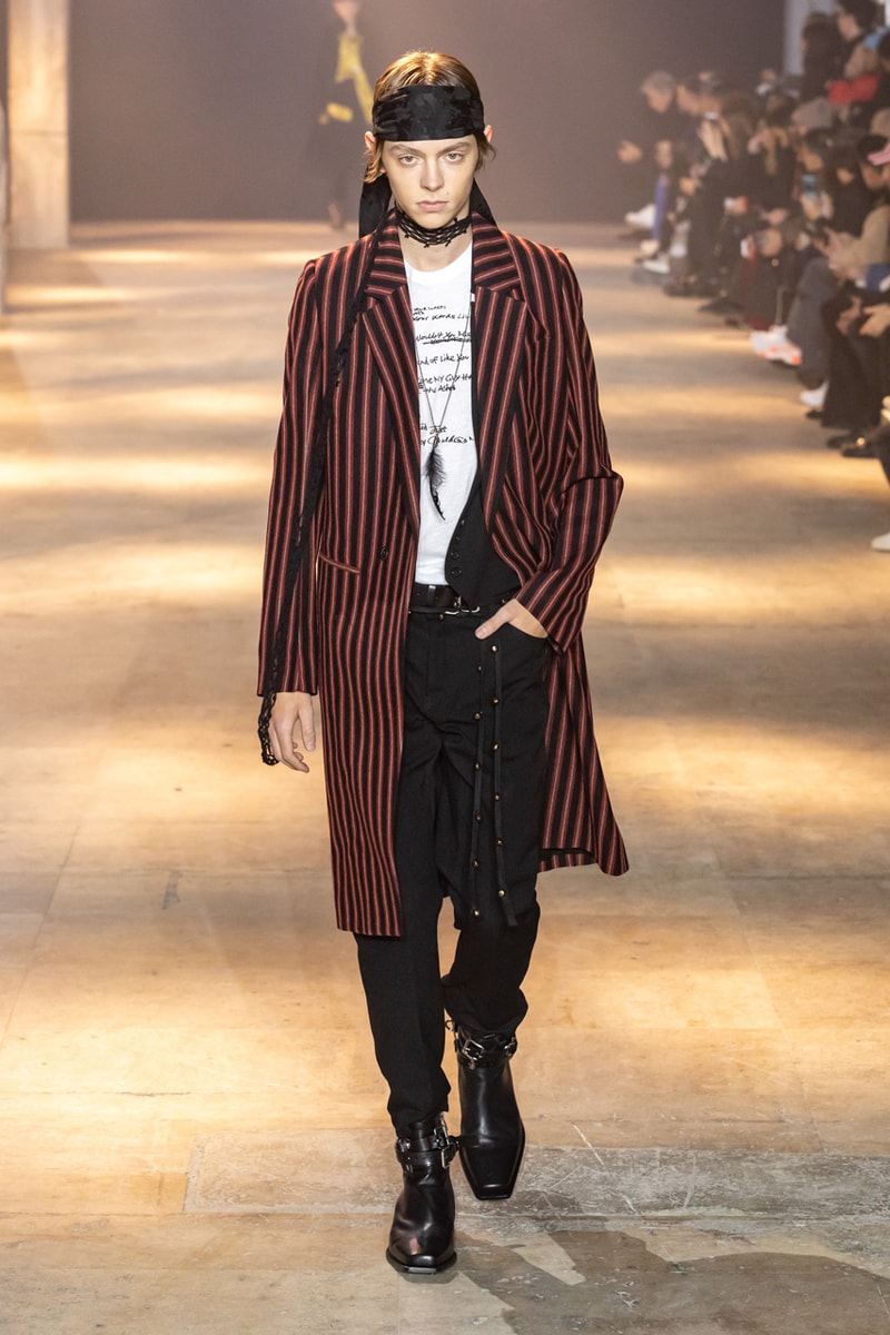 Ann Demeulemeester Fall Winter 2019 Collection FW19 runway paris clothes black green blue pants outerwear jackets coats headgear headbands accessorie