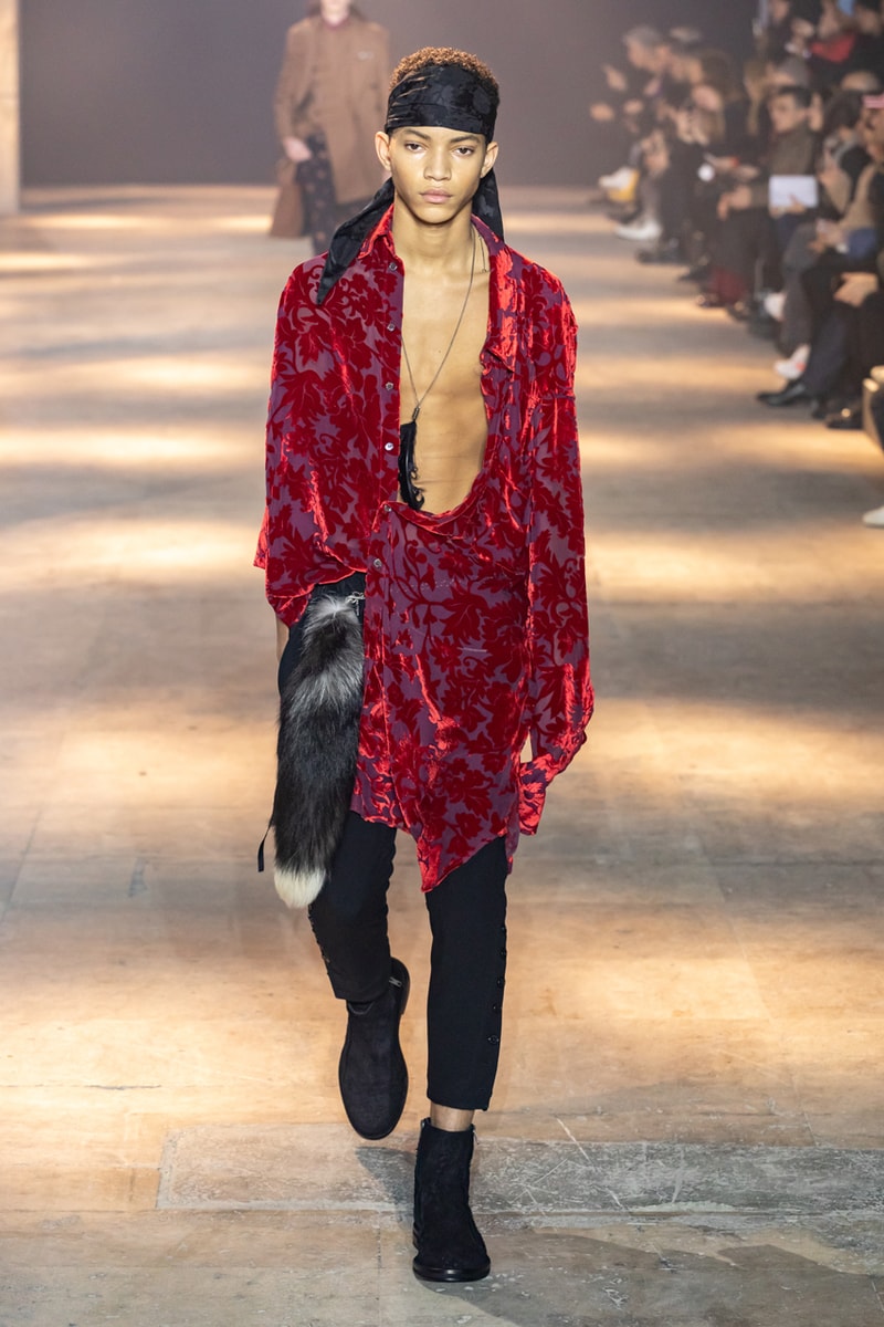 Ann Demeulemeester Fall Winter 2019 Collection FW19 runway paris clothes black green blue pants outerwear jackets coats headgear headbands accessorie