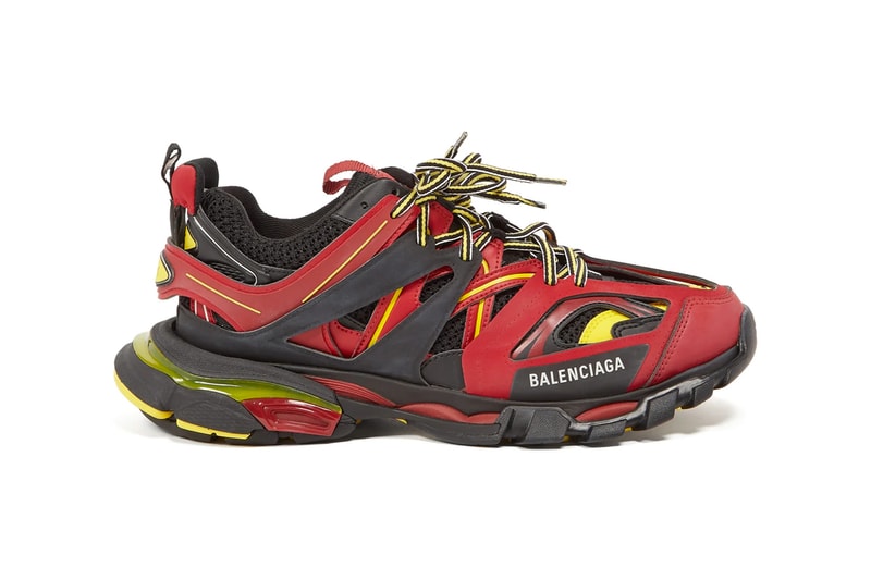 Balenciaga Track Sneakers in Red/Black/Yellow matchesfashion.com ss19 spring summer 2019 chunky sneaker 