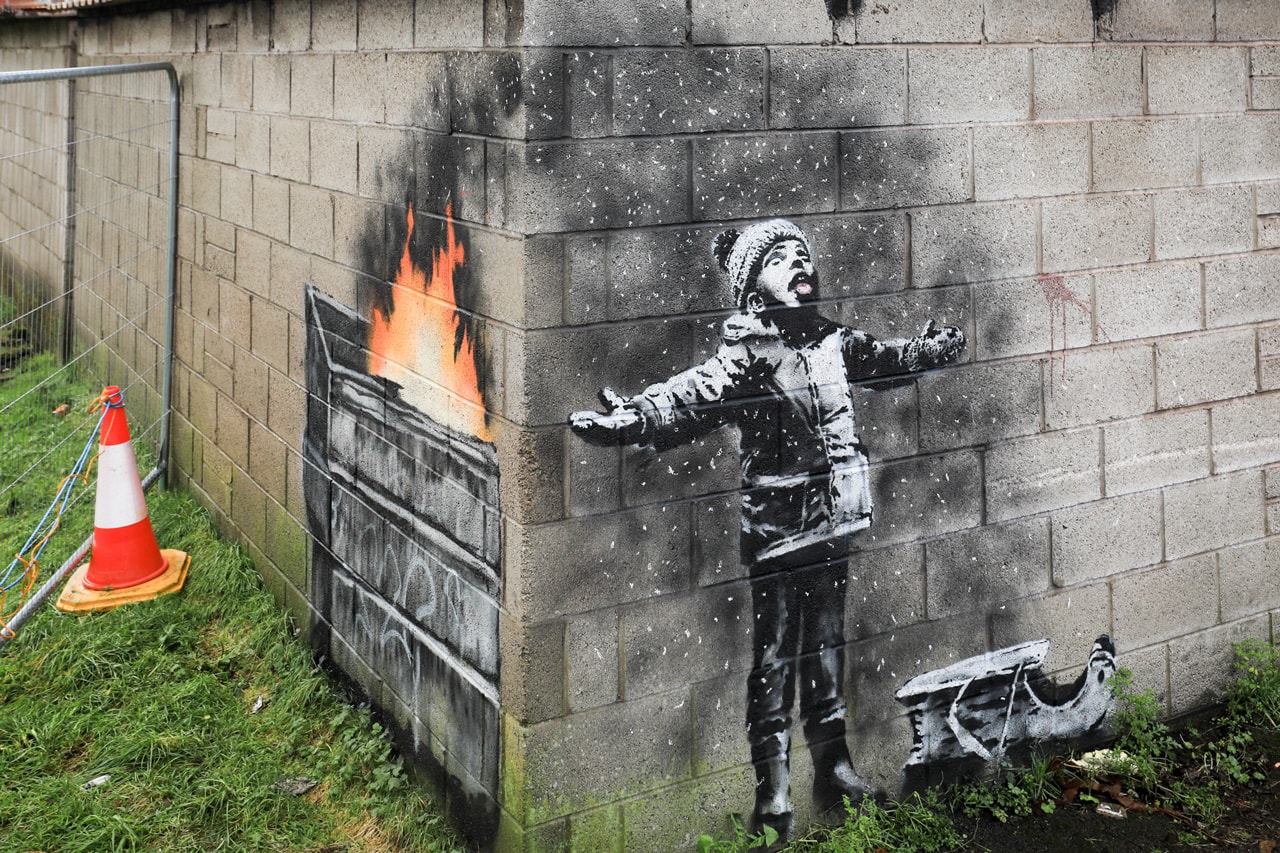 banksy seasons greetings port talbot south wales mural public artwork