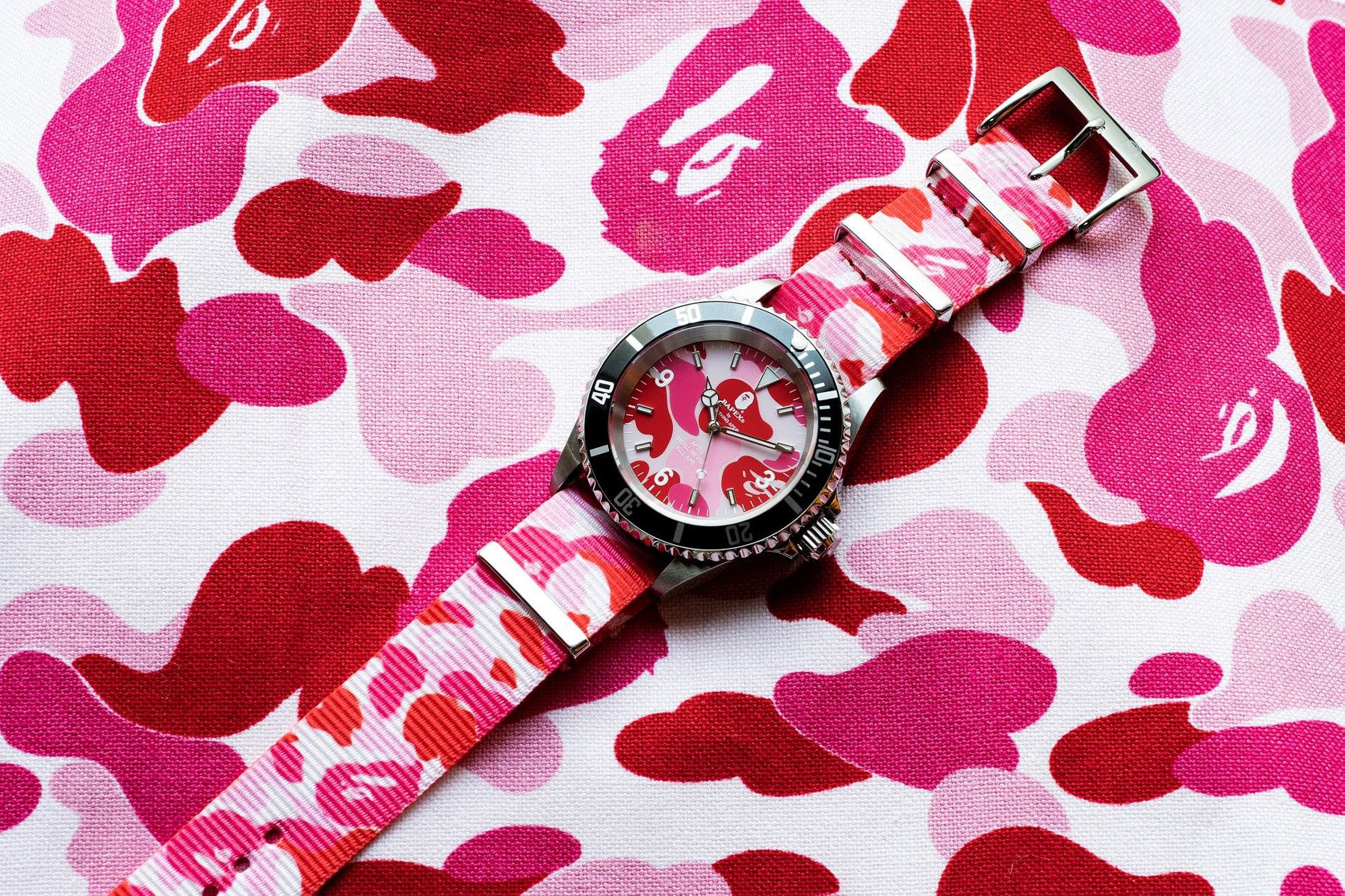 BAPE Type 1 BAPEX With ABC CAMO Straps a bathing ape timepieces watches accessories pink blue green