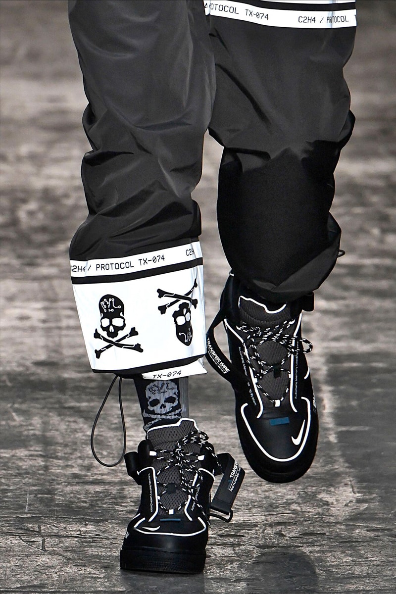 C2H4 Fall Winter 2019 mastermind JAPAN Collaboration Reveal Runway Presentation Show Nike Air Force 1 London Fashion Week Men's mid sneaker release date pre order buy info closer look