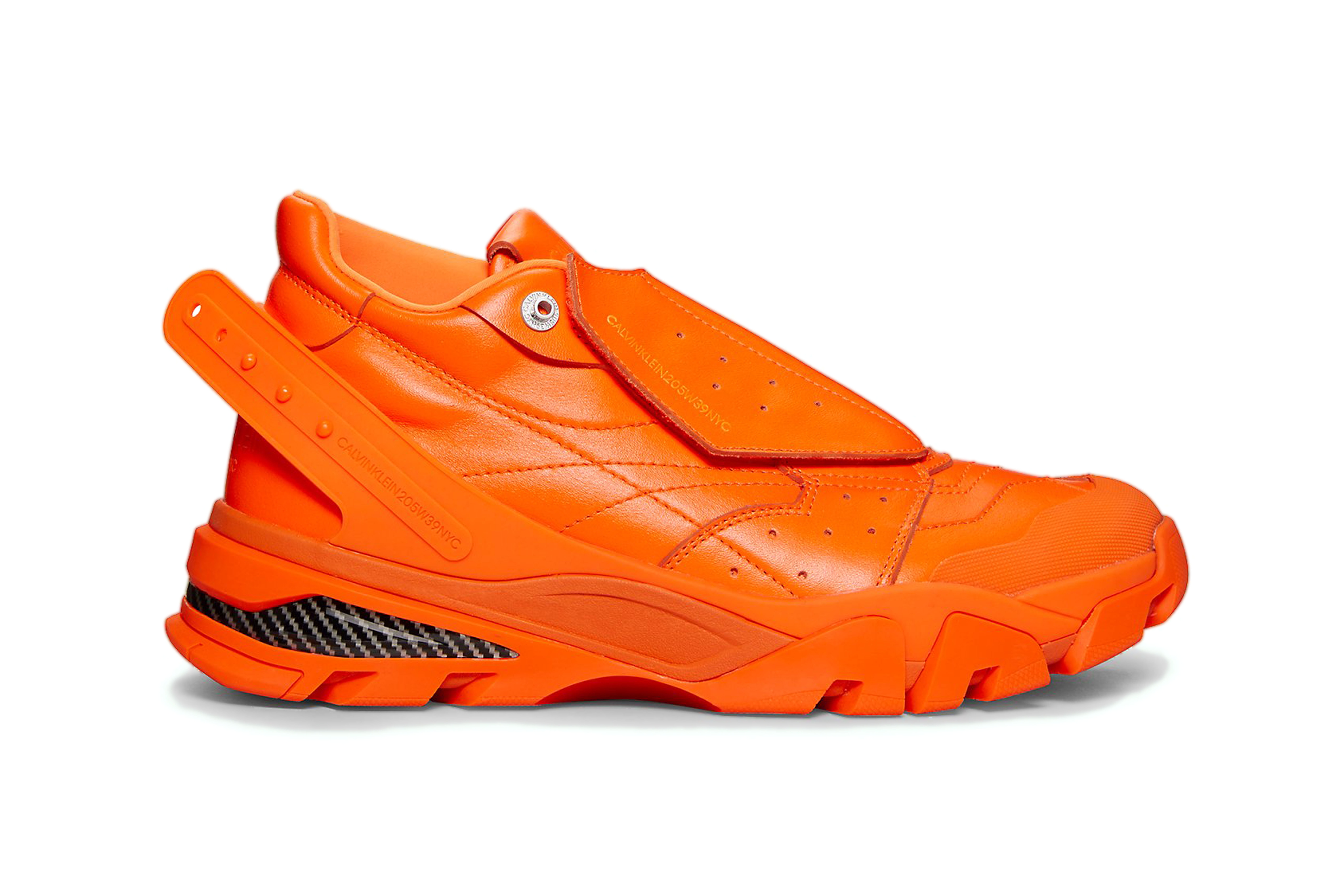 CALVIN KLEIN 205W39NYC Cander 7 Orange Nappa leather runner sneaker shoe raf simons design release date info drop