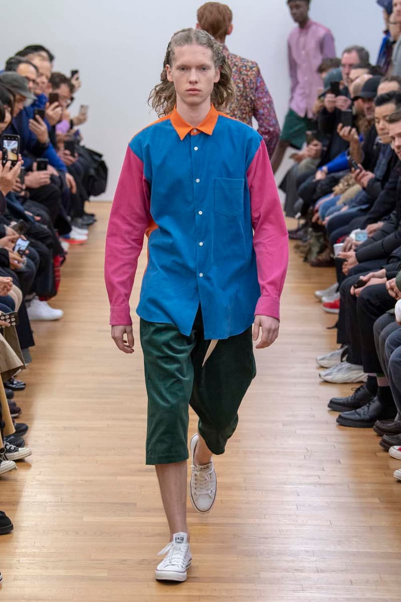 COMME des GARÇONS SHIRT Fall Winter 2019 Collection Paris Fashion Week Mens jacket suiting shirt sweater jacket shorts Rei Kawakubo