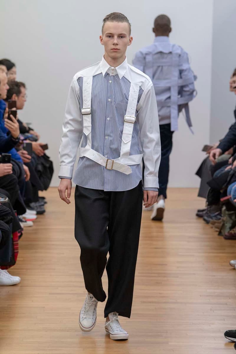 COMME des GARÇONS SHIRT Fall Winter 2019 Collection Paris Fashion Week Mens jacket suiting shirt sweater jacket shorts Rei Kawakubo