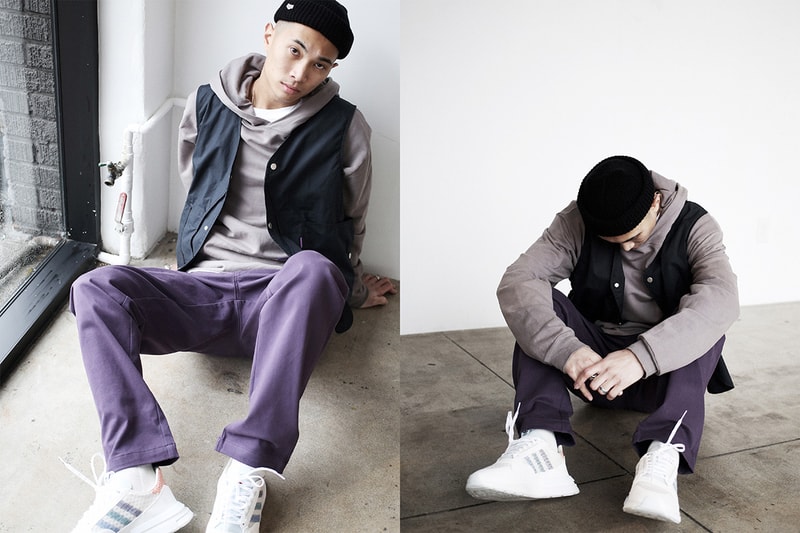 Commonwealth Spring/Summer 2019 Lookbook made in the usa pin stripe pants stretch twill pants 500 gram usa milled fleece belts made in jamaica bruce lee malcolm x sade Commonwealth x adidas consortium "FNF"