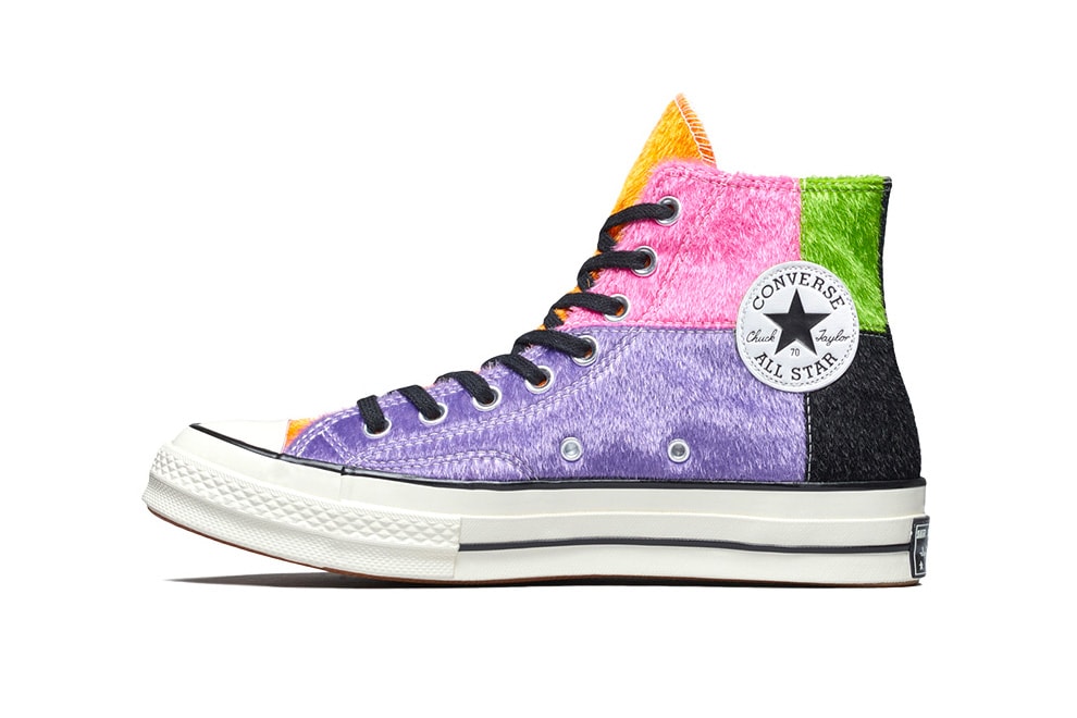 Converse Chuck 70 Multicolor Pony Hair release info drop date pricing stockists stockist retailer patchwork white/black midsole hi-top synthetic fur 