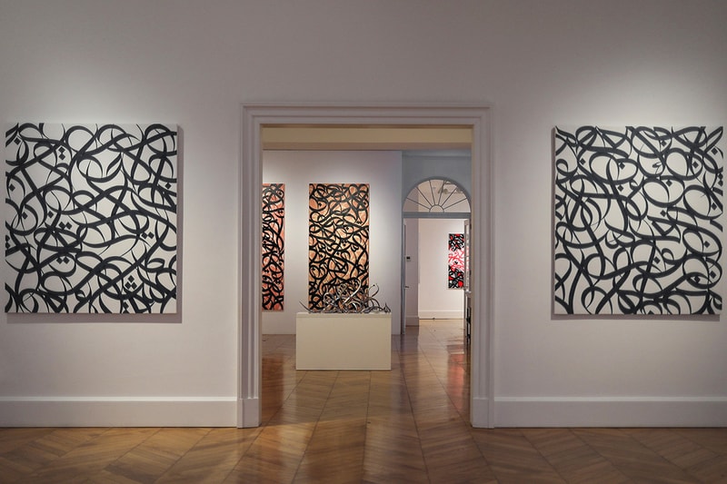 eL Seed "Tabula Rasa" Lazinc Exhibit Inside Look London Exhibition Gallery Galleries 29 Sackville St, Mayfair, London W1S 3DX