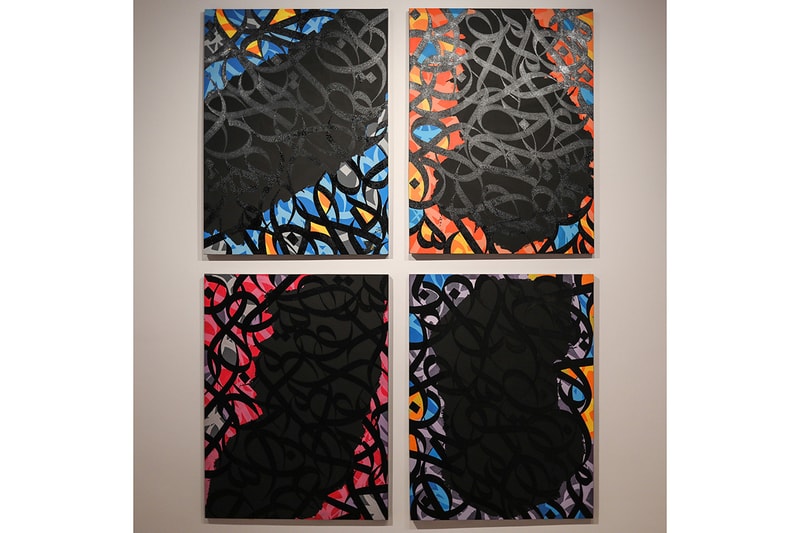 eL Seed "Tabula Rasa" Lazinc Exhibit Inside Look London Exhibition Gallery Galleries 29 Sackville St, Mayfair, London W1S 3DX