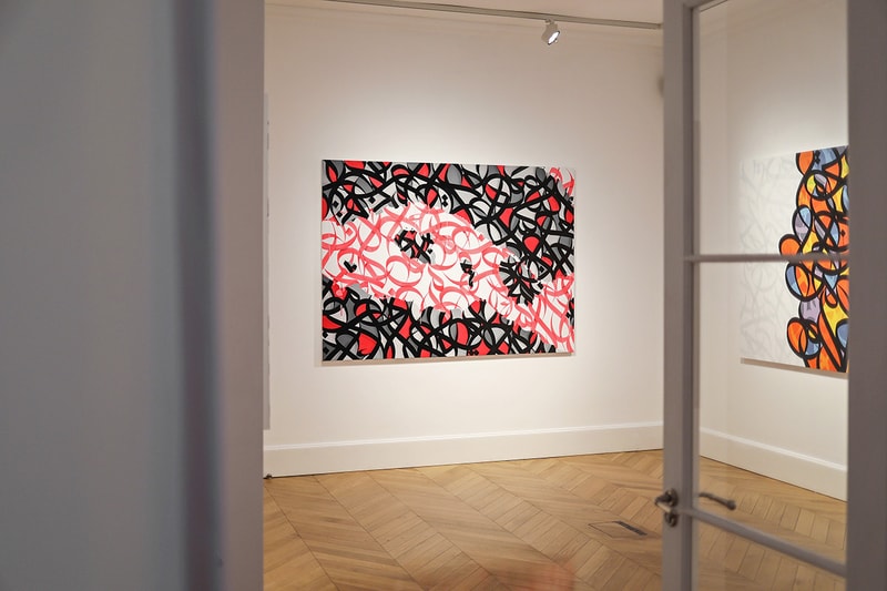 eL Seed "Tabula Rasa" Lazinc Exhibit Inside Look London Exhibition Gallery Galleries 29 Sackville St, Mayfair, London W1S 3DX