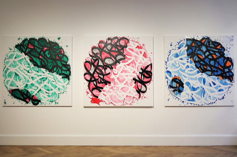 eL Seed "Tabula Rasa" Lazinc Exhibit Inside Look London Exhibition Gallery Galleries 29 Sackville St, Mayfair, London W1S 3DX