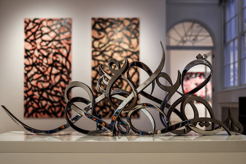 eL Seed "Tabula Rasa" Lazinc Exhibit Inside Look London Exhibition Gallery Galleries 29 Sackville St, Mayfair, London W1S 3DX