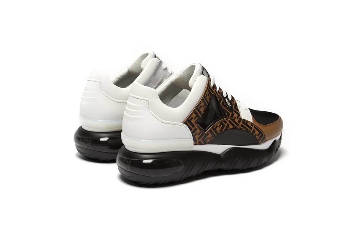 Fendi Low Top Leather And Mesh Sneaker 