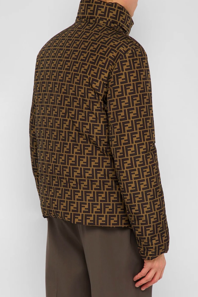 Fendi Reversible Monogram Quilted Down Jacket Release brown black striped matchesfashion.com outerwear winter warm fashion