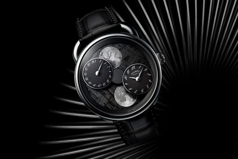 Hermès Arceau L’Heure De La Lune Double Moon Phase Watch northern southern hemispheres date month time seconds hours minutes 